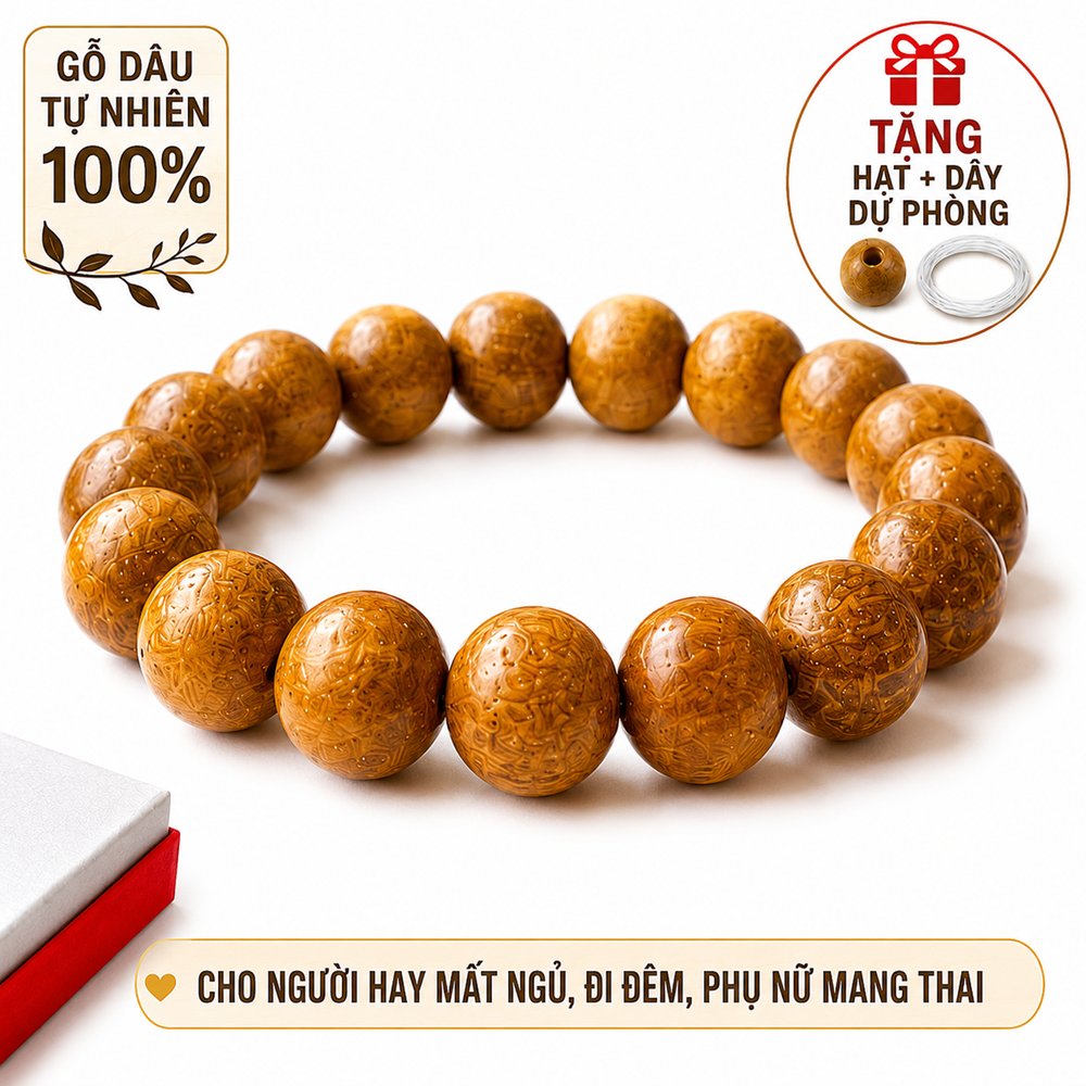 Vòng Dâu Tằm Cho Người Lớn 10mm – Gỗ Dâu Tự Nhiên, Hỗ Trợ Ngủ Ngon, Giảm Vía Nặng, Bình An